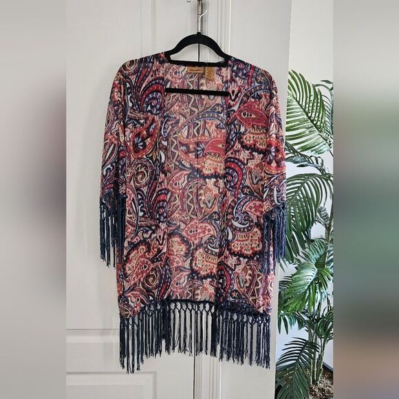 Wrangler Paisley Fringe Kimono, Caedigan, Duster - Multicolor - Picture 1 of 4